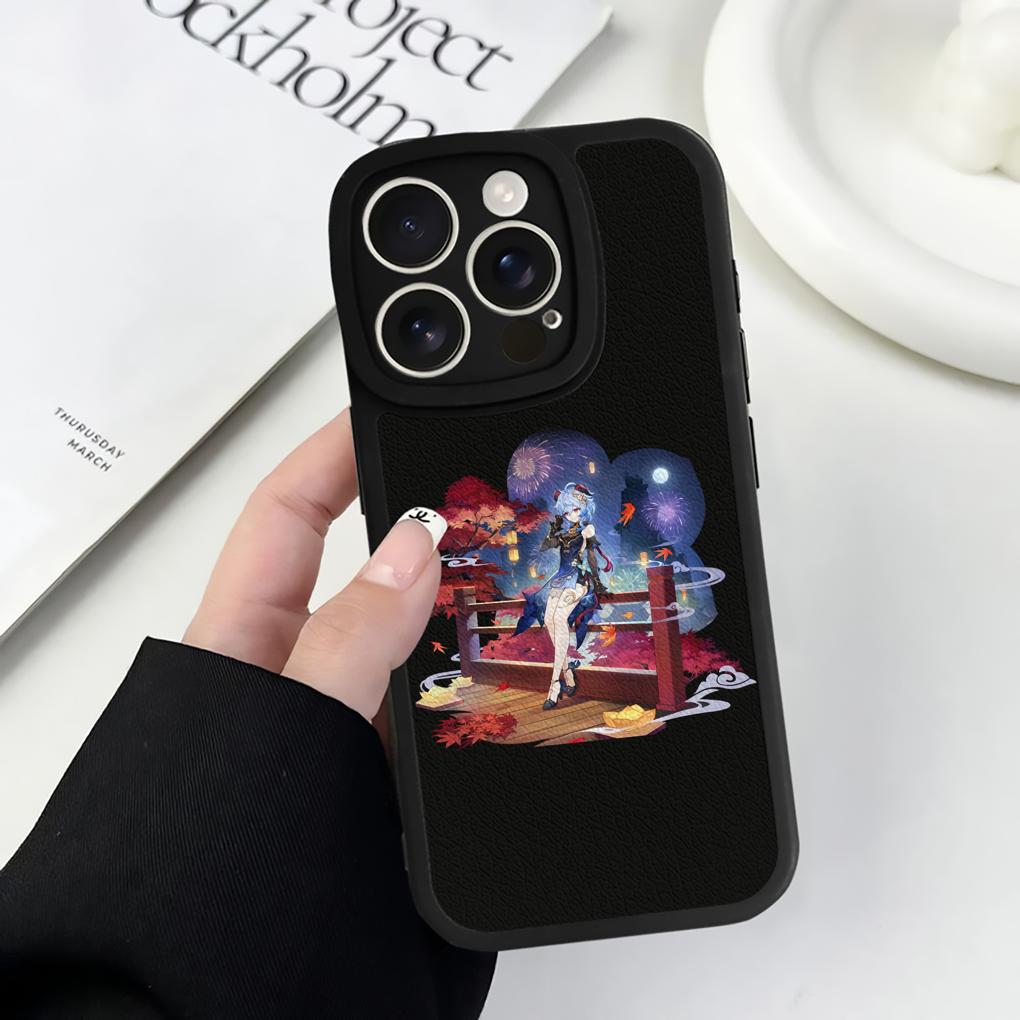 げんし神 甘雨 かんう genshin Ganyu 【iPhone 16シリーズ対応】シリコンスマホケース（レザー調） 材質：シリコン